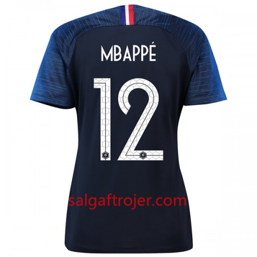 Frankrig Fodboldtrøjer Mbappe 12 Dame Hjemmebanesæt VM 2018 Frankrig Fodboldtrøjer Mbappe 12 Dame Hjemmebanesæt VM 2018